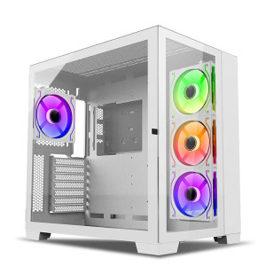 Ant Esports Crystal XL Dual-Chamber ARGB Gaming Cabinet With Fans – White